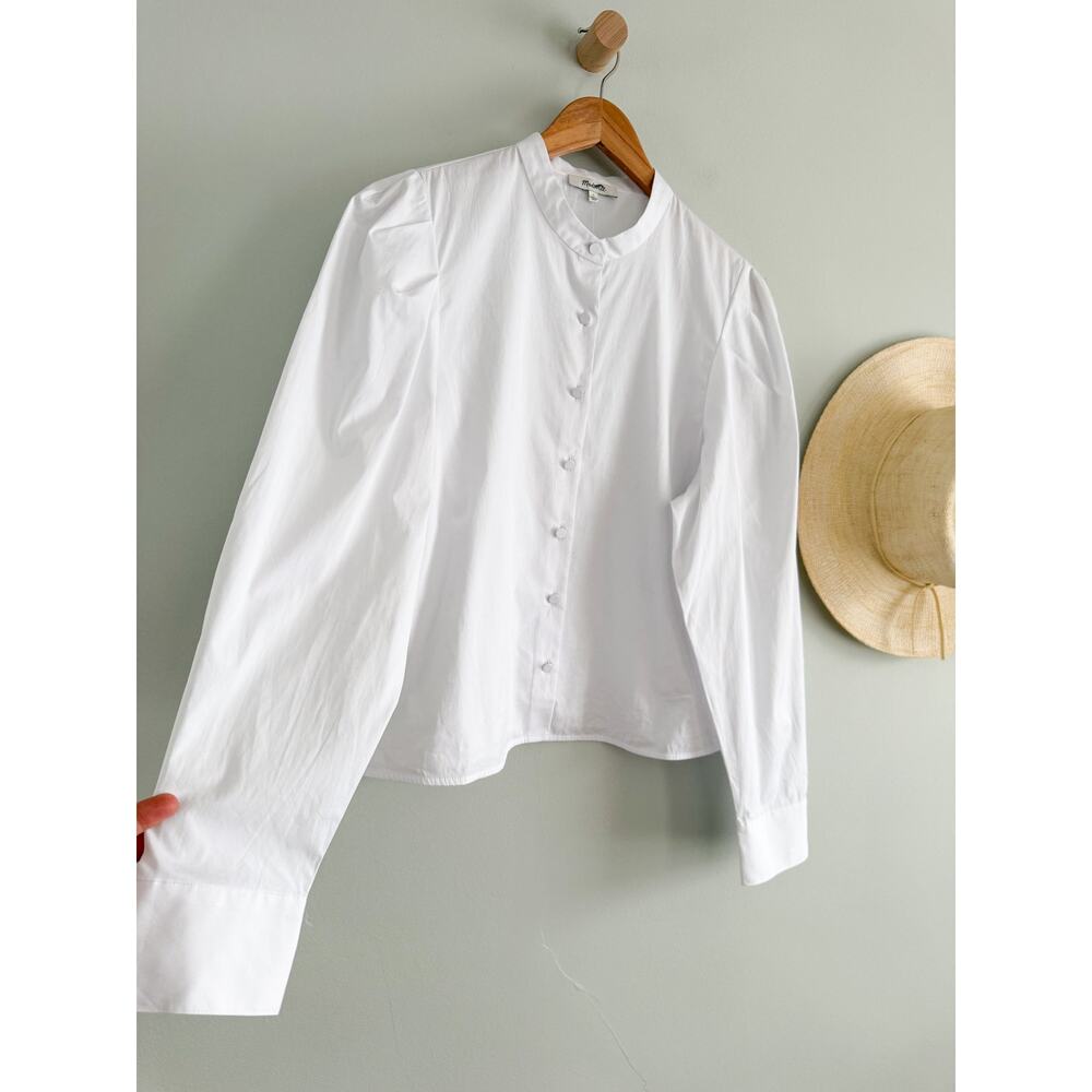 Madewell | NWT Puff-Sleeve Button-Up Shirt White | Sz L - Picture 3 of 11